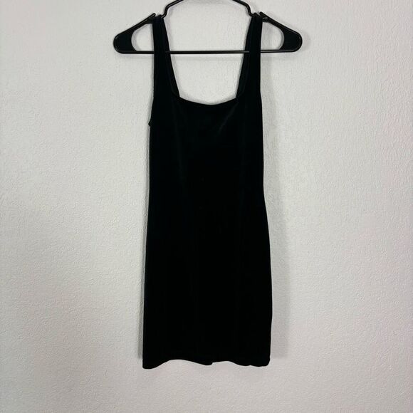 Urban Outfitters Black Velour Square Neckline Mini Dress - Picture 1 of 6